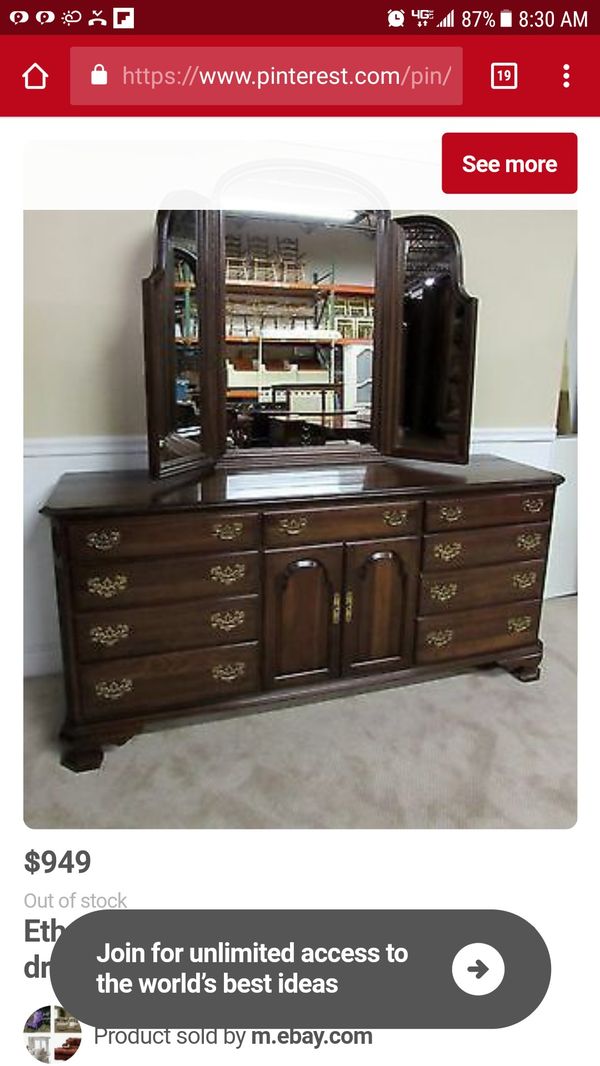 Ethan Allen Georgian Court Triple Dresser W Mirror For In Ethan Allen Georgian Court Triple Dresser W Mirror
