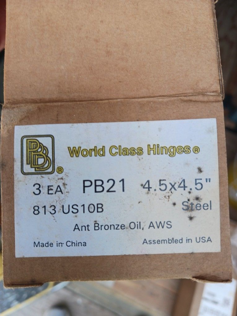PBB. World Class $22 per small box with three hinges each. There are 16 small boxes in the large box