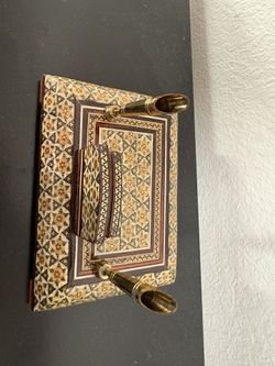 Authentic Persian Khatam Kari Desk Set - Handcrafted Geometric Wood Inlay
