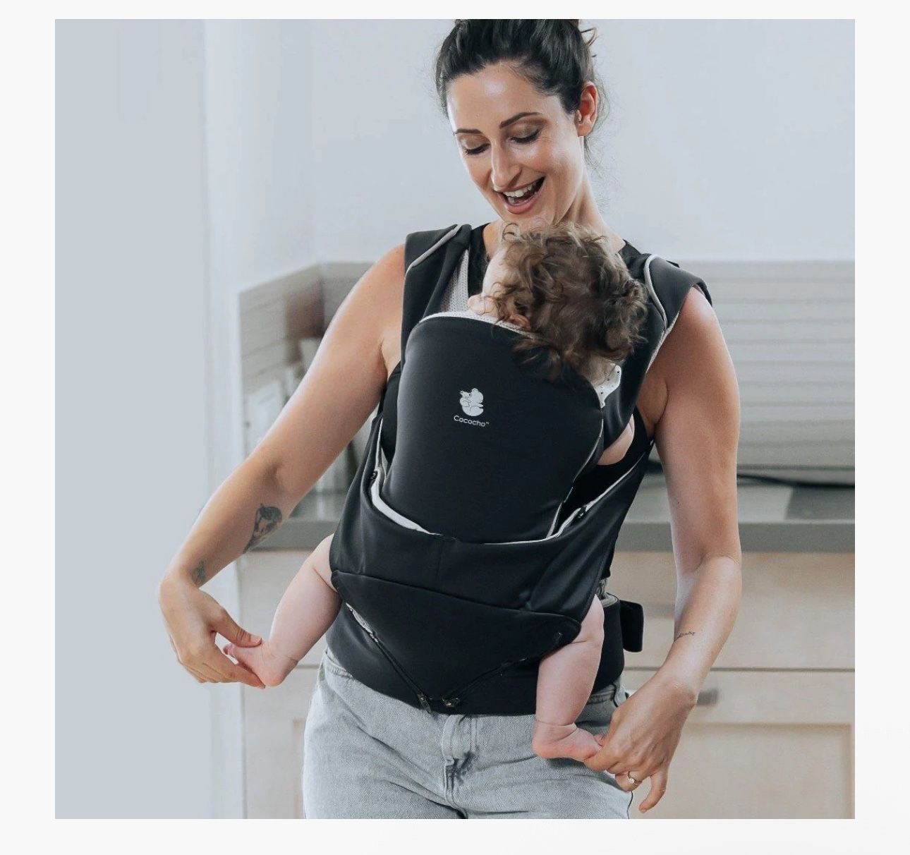 Cococho Ergonomic Baby Carrier - Off-Black+Sky Blue