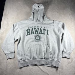 Y2K University Hawaii Hoodie Sweatshirt Men’s 2XL Gray Hooded Pullover #3687