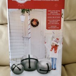 Holiday Time Christmas Blow Up Inflatable Silver Jingle Bells 3 pack 24|20|16" New