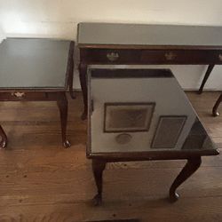 Real Mahogany Console Table And Matching End Tables