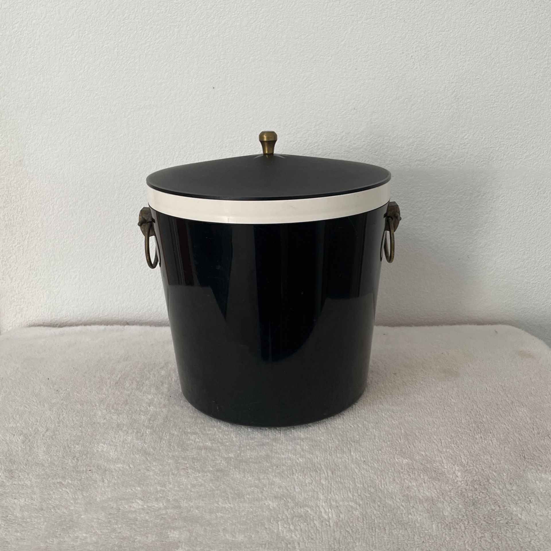 Antique Vintage Mid Century 1950s Black Copper Plastic Champagne Wine Ice Cooler Bucket Chest Box. 10”H 9”W 9”D