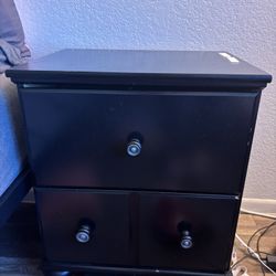 Black Nightstand W/ Two Drawers