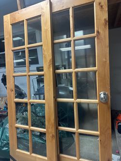 Wood interior double door