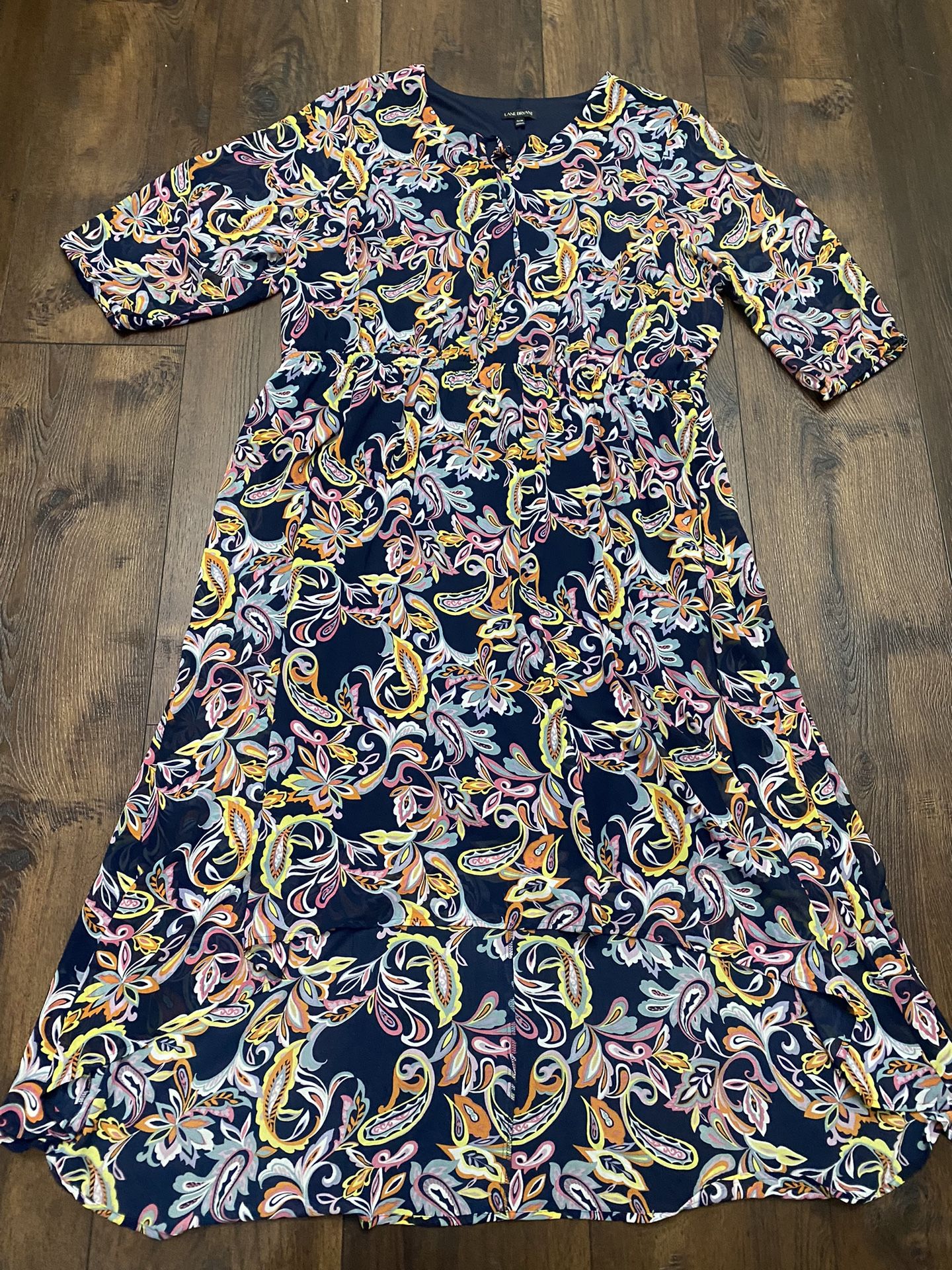 Womans Navy Blue Flower Dress Size 26/28 By Lane Bryant #8