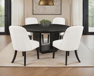 5-piece Round Dining Table Set Burnished Black