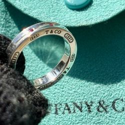 Tiffany & Co. 1837 Pink Sapphire Sterling Silver 925 Band Ring