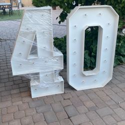 Numero 40 Para Decoracion Con Luces 40 X24 De Madera 