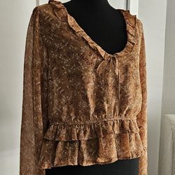 Set Of Two Blouses Light Orange And Blue XL