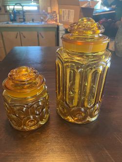 Vintage amber storage containers