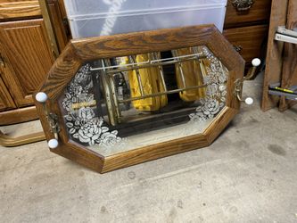 Mirror Vintage with Hooks flowers Nice shape wood