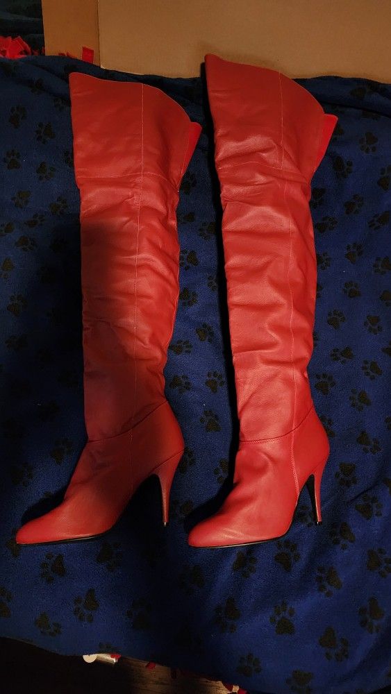 Red Thigh Boots