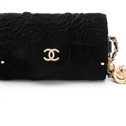 CHANEL Chanel Metal Jewelry Camellia Leather Chain Velvet Card Cover Gold Coin Bag Wallet Mouth Cover Bag Card Bag Women's Black(off71)84