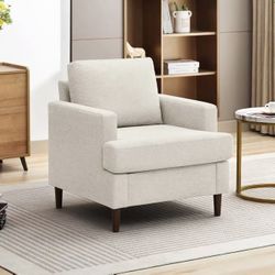 Modern Mid-Century decorative chair, comfortable upholstered chair beige $80 