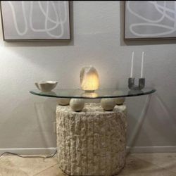 Tessellated Stone half moon console table 