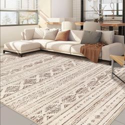 Nakagishi 6x9 Area Rugs Living Room: Washable Boho Large Neutral Soft Farmhouse Rug Stain Resistant