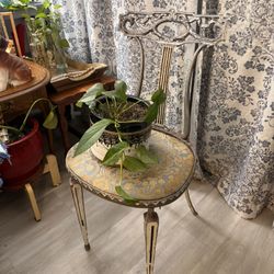 Antique Palladio Neoclassical Style Gilt Metal Chair 