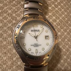 Men’s Benrus BNW731 Bezel Stainless Steel Back Silver With Golden Trim