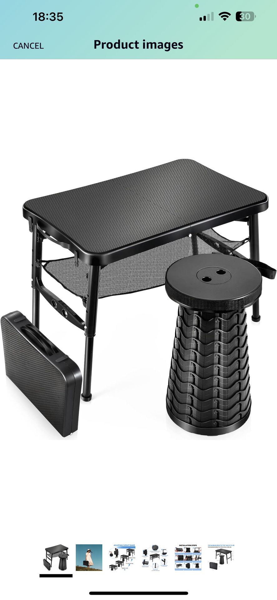 Retractable Folding Table and Stool Set