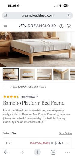 Bamboo platform full bed frame
