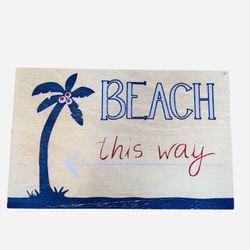 Pottery Barn Kids Beach This Way Wooden Sign Nautical Coastal Decor Kids Room