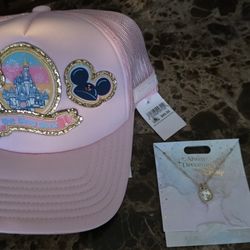 WDW Stoney Clover Hat & Disney Mickey Necklace
