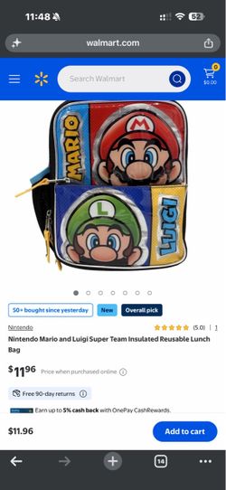 Nintendo Mario and Luigi lunch bag