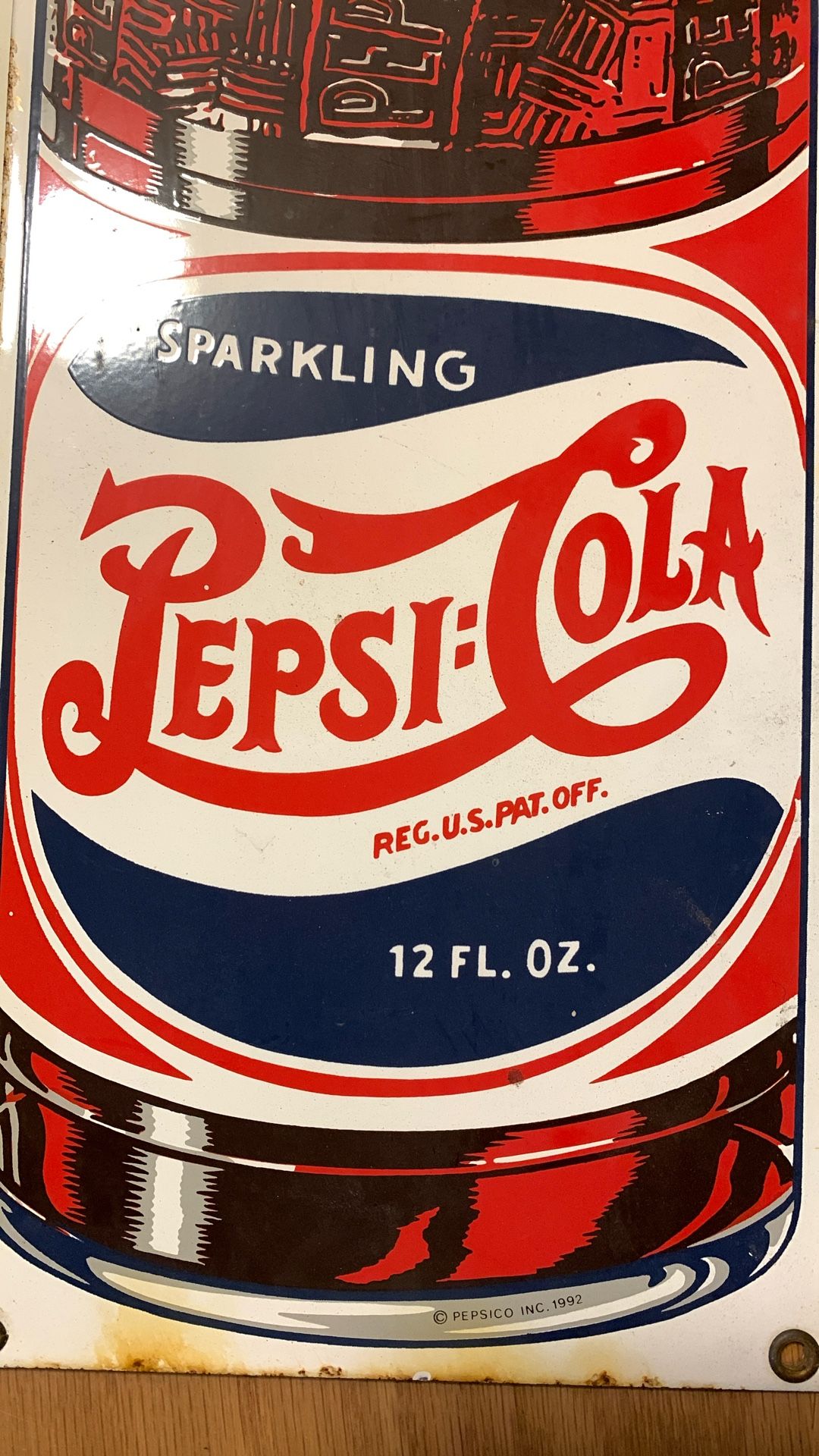 Ande Rooney Porcelain Pepsi Sign