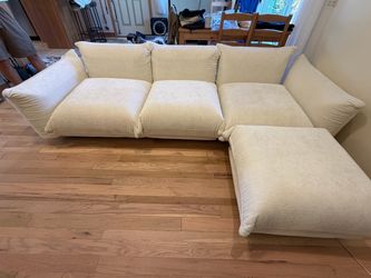 White couch with ottoman