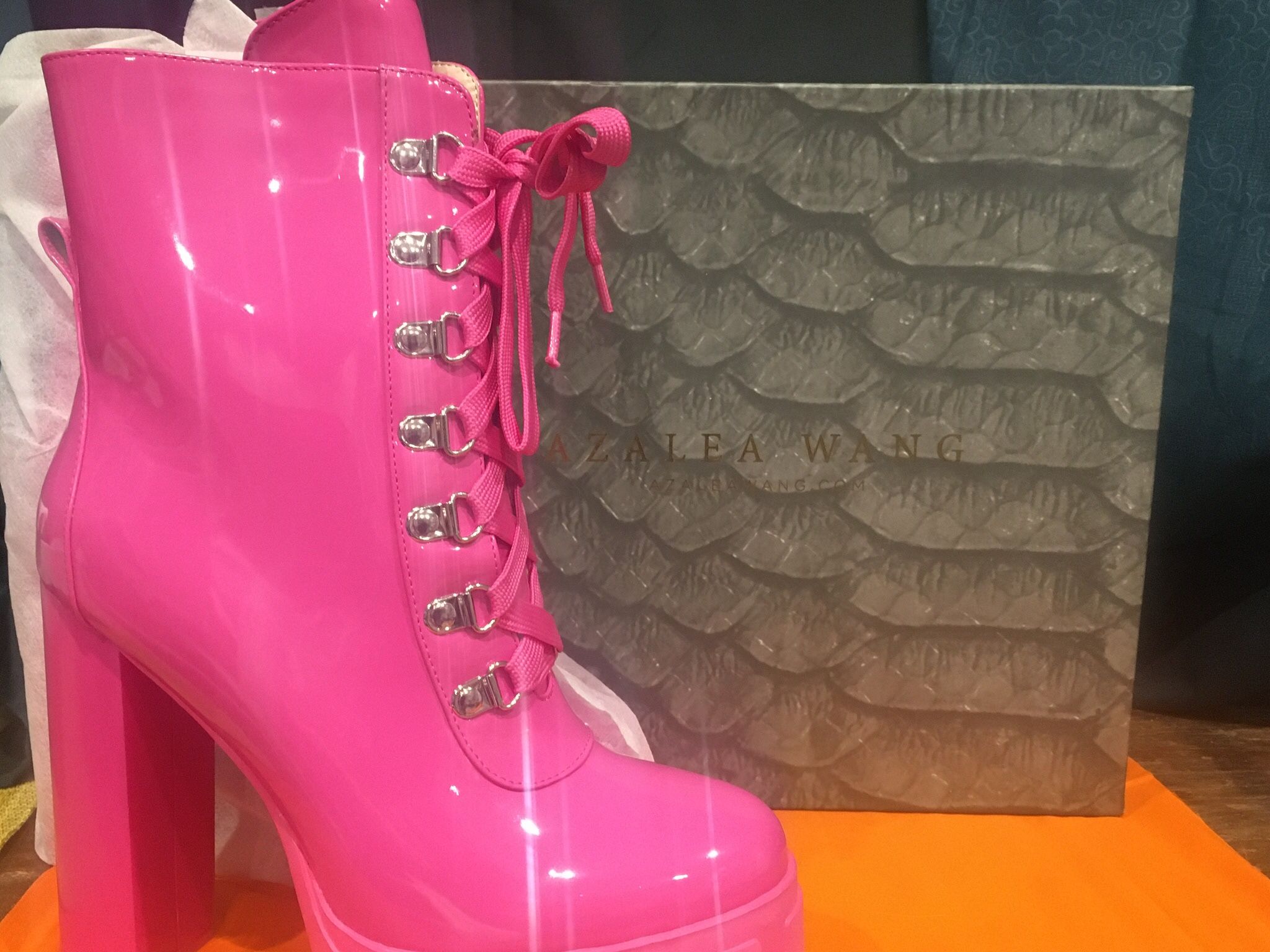 Pink Patent Leather Boots