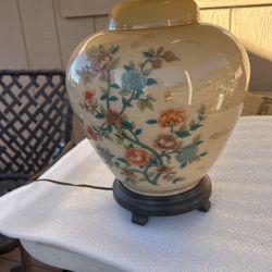 Antique Lamp Off-white  With Flowers 