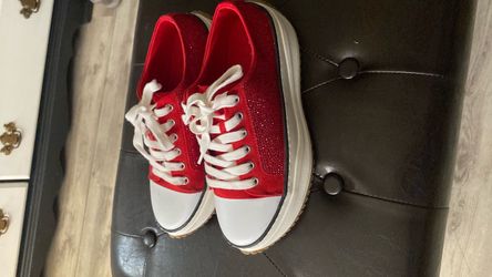 Wild pair red glitter fancy sneakers size 7.5