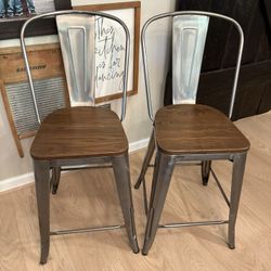2 Farmhouse Counter Height Stools 