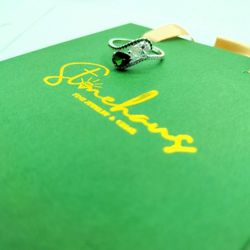 14K Solid White Gold Pear Shaped Moissanite x Diopside Ring