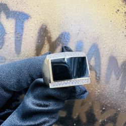 14k Black Stone Men Ring 