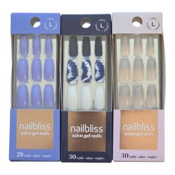 (3) Sets LONG Nailbliss Salon Gel Nails