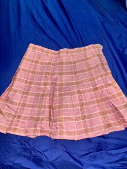 Pink Plaid Pleated Mini Skirt