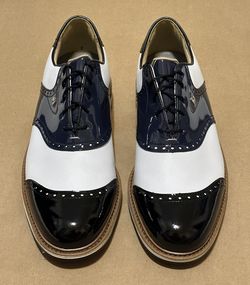 FootJoy Dryjoys Premiere Series Wilcox Men’s 11.5M Navy White Leather Golf Shoes FootJoy DryJoys Premiere Series Wilcox Golf Shoes White Navy  main image 3
