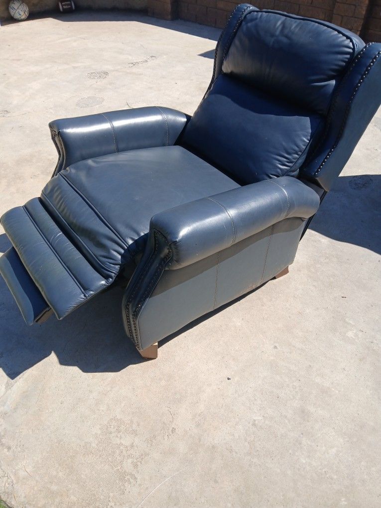 Blue Leather Recliner Sofa