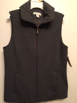 Coldwater Creek brand vest, grey, zip front, side pockets, new with tags, XS (4-6)