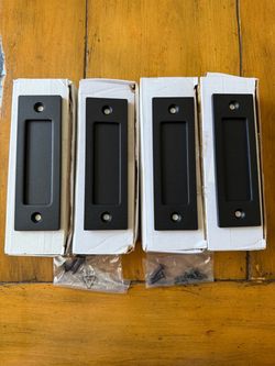 Sliding Barn Door Flush Finger Pull Sets, Matte Black 5 1/4”
