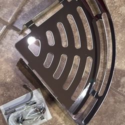 Corner shower organizer, modern simple stainless steel hollow triangular storage shelves for bathroom, toilet, kitchen