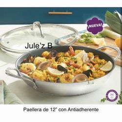 Princess House.  Paellera De 12” Con Antiadherente Nueva En Su Caja 