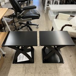 ChooChoo End Side Tabe Modern End Table w/ Storage Shelf X-Design Side 21.5"L x 16"W x 20"H Set of 2 - Black