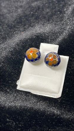 14k enamel floral stud earrings