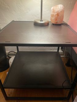 Minimalist 2-Tier Black Metal Side Table / Nightstand (20x20x20)