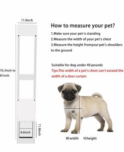 R2） Cat Dog Door for Sliding Glass Door Adjustable Height 76.38" to 81.1"  Sliding Glass Small Pets Door$  40