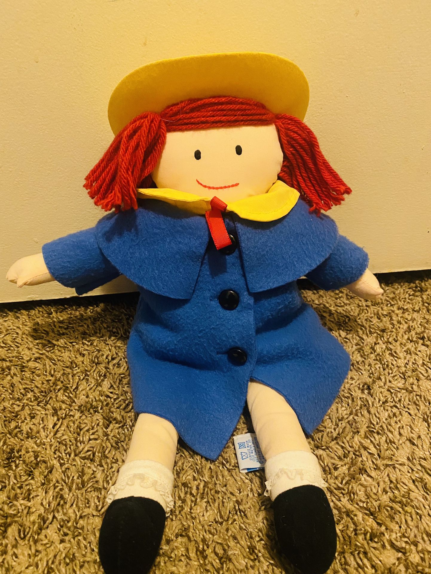 Madeline Doll Blue Coat Yarn Hair Dressable Doll 15" Plush By Eden Toys 1994